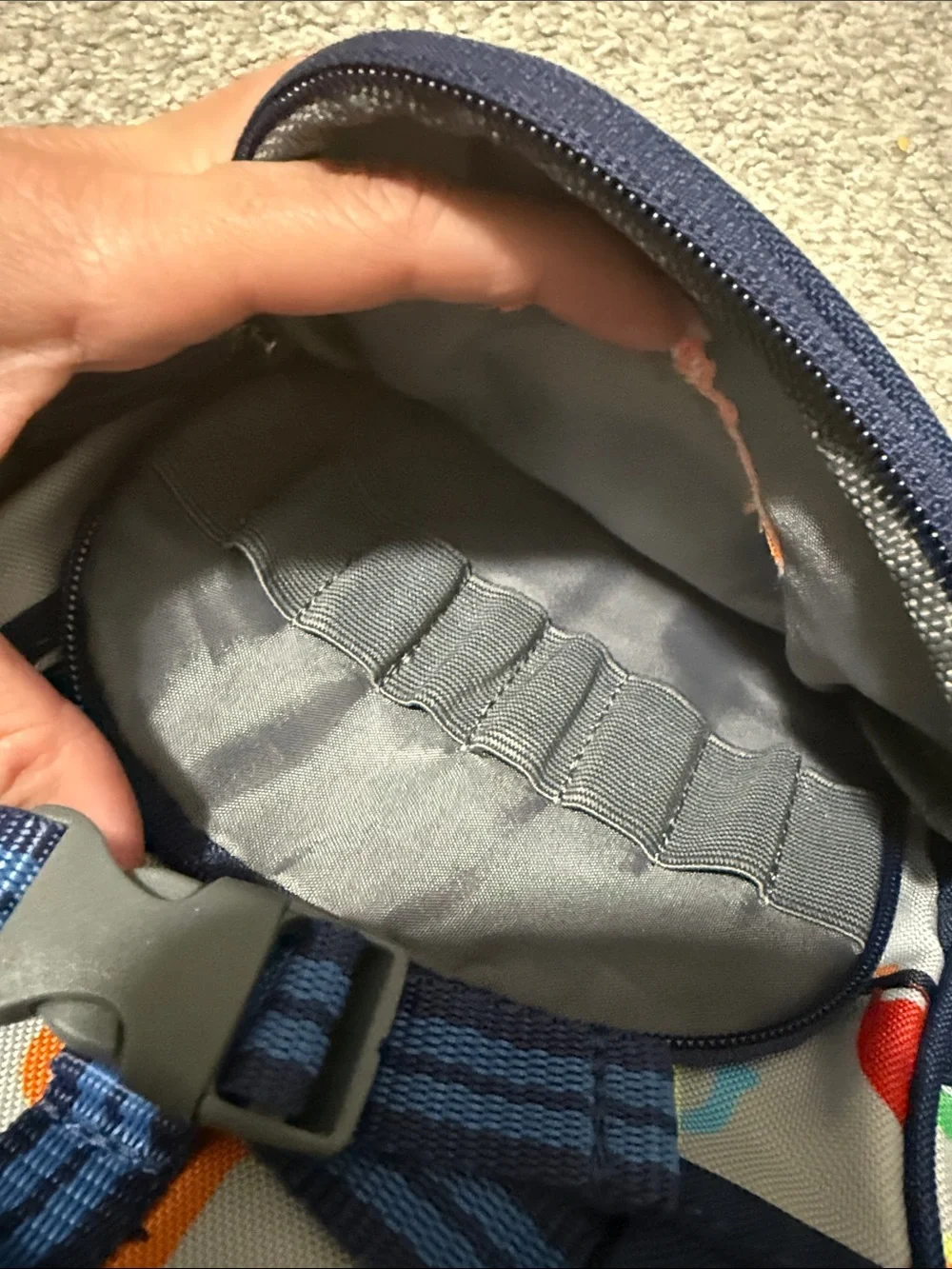 Pottery Barn Kids Navy Gray Monster Skate Backpack